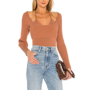 Simkhai Ribbed Orange Jayline Top Size S